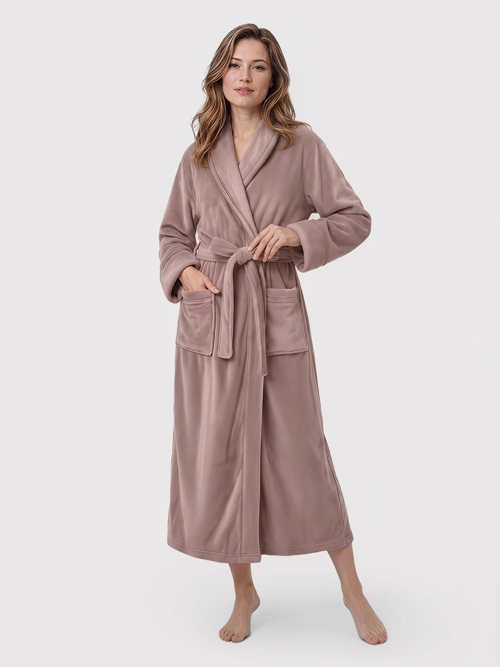 NY THREADS WOMEN'S SHAWL COLLAR LUXURY PLUSH FLEECE BATHROBE WITH POCKETS